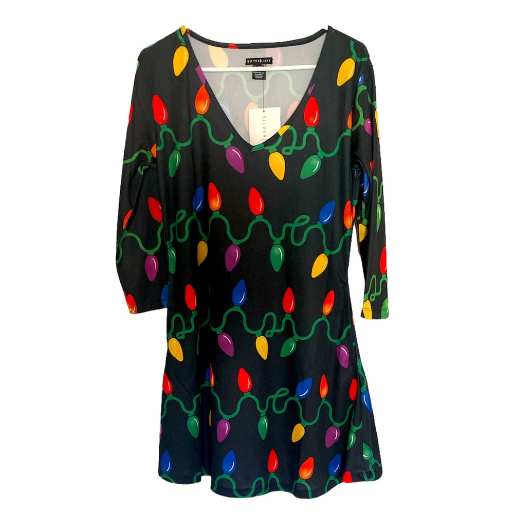 Black & Multicolor Christmas lights  Dress